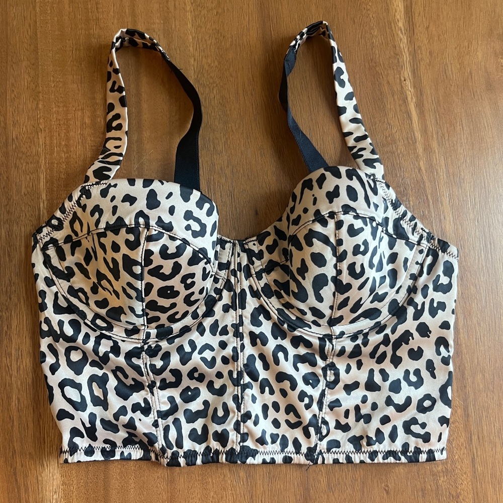 Silk and Mesh Cheetah Print Bustier